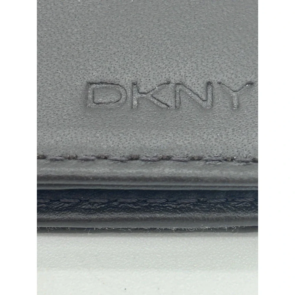 Vtg 2000s DKNY Square Bifold Men's Brown Leather Wallet Minimalist Slim Y2K 90s
